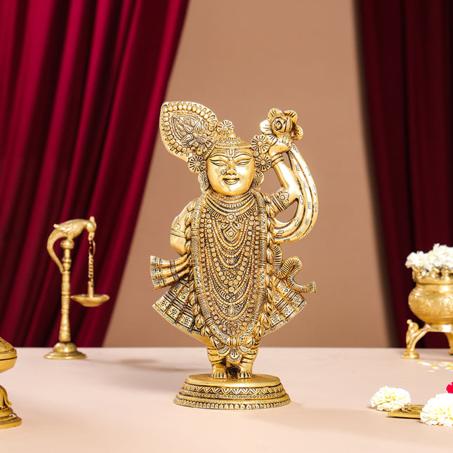 Brass Lord Shri Nath Ji Idol (13 Inch)