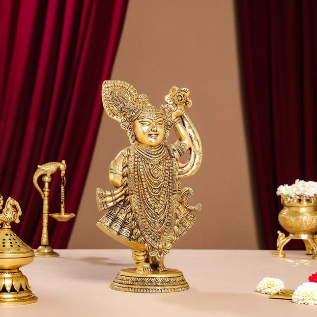 Brass Lord Shrinathji Idol (13 Inch)