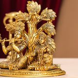 Brass Radha Krishna Idols Under Tree (7 Inch)
