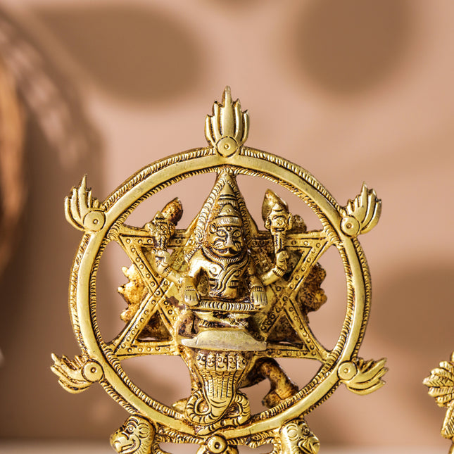 Brass Vishnu Narasimha Chakratalwar Statue