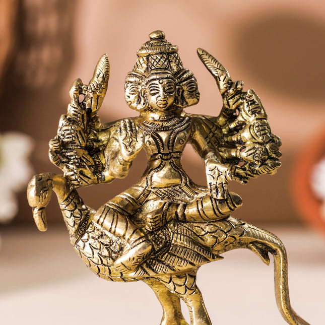 Brass Lord Murugan/Kartikeya Idol (5 Inch)