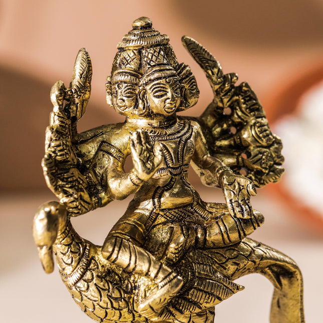 Brass Lord Murugan/Kartikeya Idol (5 Inch)