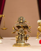 Brass Superfine Radha Krishna With Cow Idol Under Tree (7 Inch)