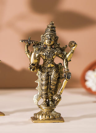 Brass Vishnu Lakshmi Set (6 Inch)