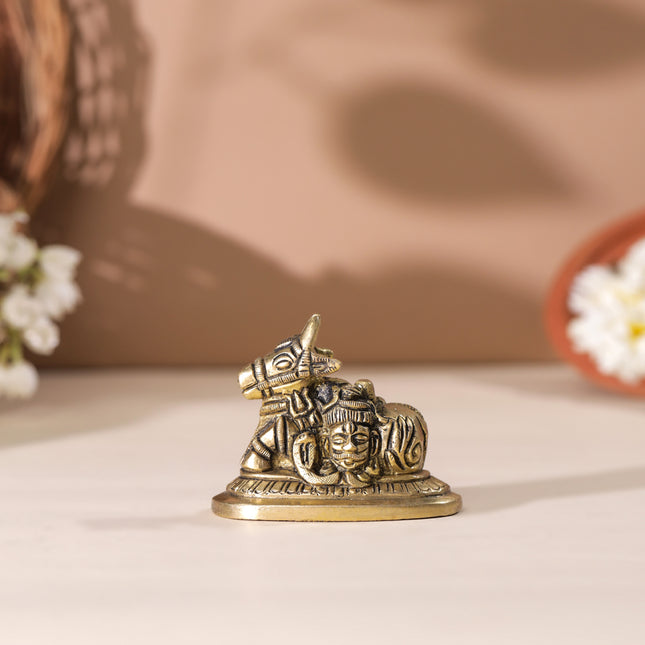 Brass Sitting Nandi Idol (2.5 Inch)