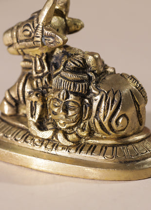 Brass Sitting Shiva Nandi Idol (2.5 Inch)