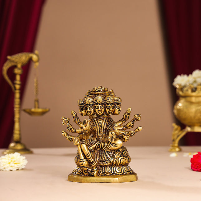 Brass Goddess Gayatri Devi Idol (8.2 Inch)