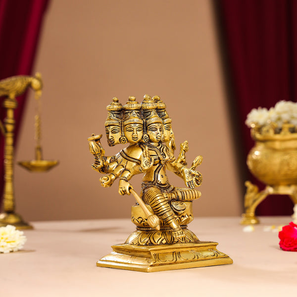 Brass Goddess Gayatri Devi Idol (5.5 Inch)