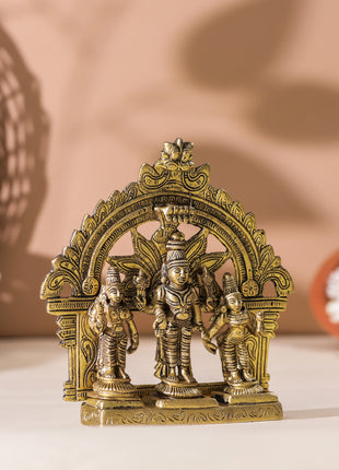 Brass Lord Balaji With Sri Devi And Bhudevi With Prabhavali (5.5 Inch)