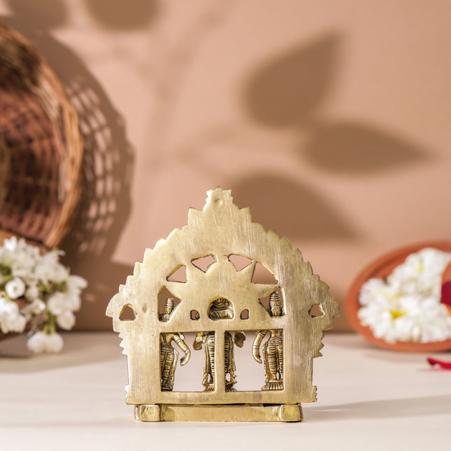 Brass Lord Balaji With Sri Devi And Bhudevi With Prabhavali (5.5 Inch)