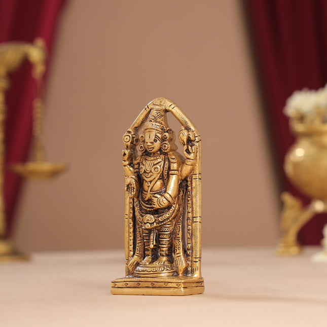 Brass Superfine Tirupati Balaji/Venkateshwar Idol (4 Inch)