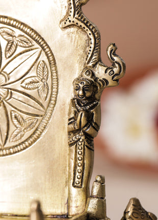 Brass Hand Carved Singhasan (8 Inch)