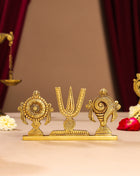 Brass Shankh Chakra Namah Religious Showpiece (3 Inch)