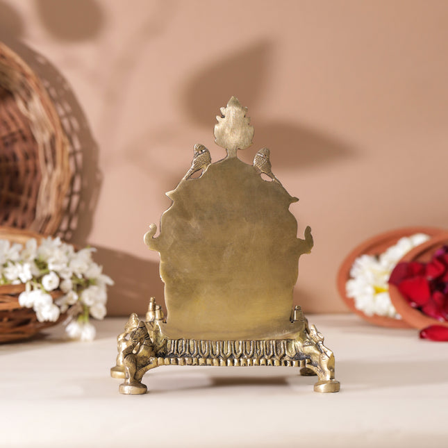 Brass Hand Carved Singhasan (8 Inch)