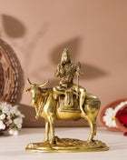 Brass Shiva With Nandi Idol (9 Inch)
