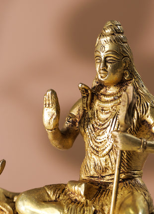 Brass Shiva With Nandi Idol (9 Inch)