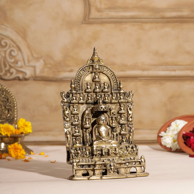 Brass Tirthankara Mahavirji Jain Statue (10 Inch)