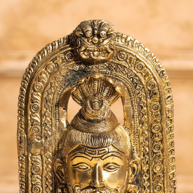 Brass Shiva Head Idol With Kirtimukha (8.5 Inch)