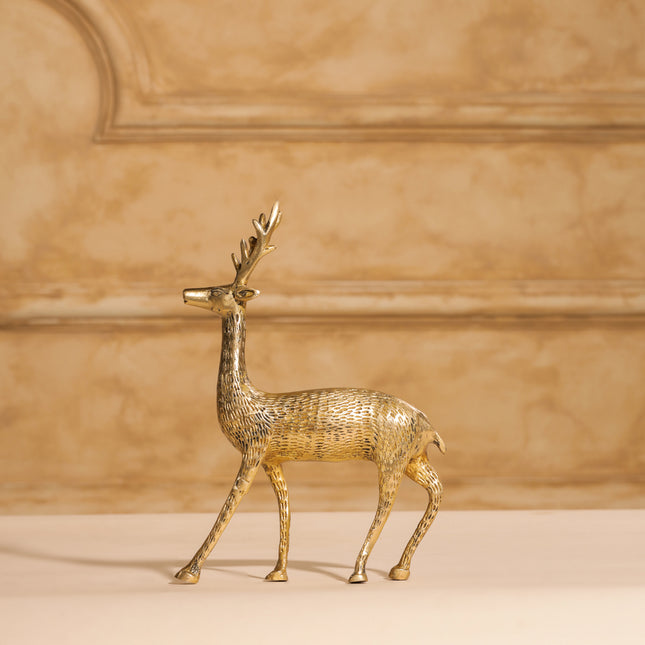 Brass Deer Figurine Showpiece (8.5 Inch)