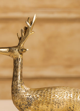Brass Deer Figurine Showpiece (9 Inch)
