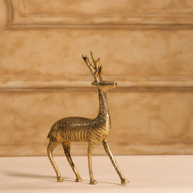 Brass Deer Figurine Showpiece (8.5 Inch)