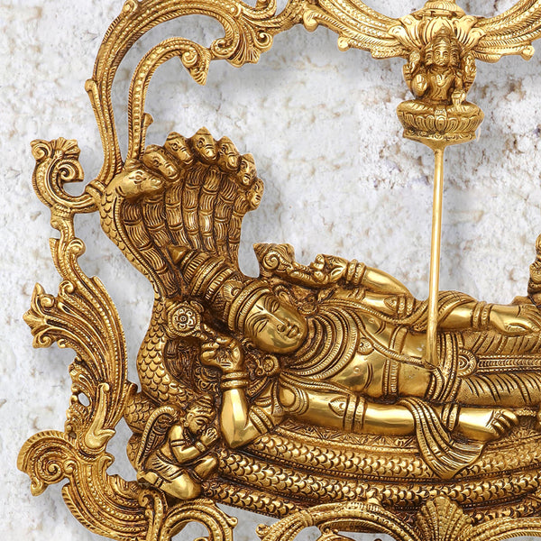 Brass Vishnu Lakshmi (Padmanabha Swamy) Wall Hanging (23 Inch)