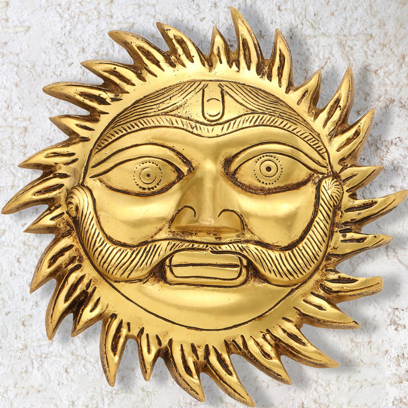 Brass Sun Face Wall Hanging (7 Inch) Vedansh Craft