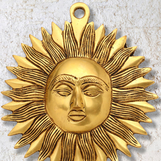 Brass Sun Face Wall Hanging (7 Inch)