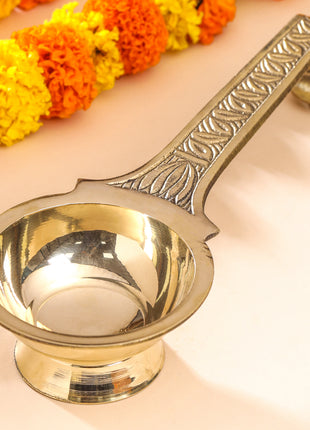 Brass Dhoop Aarti Spoon (10 Inch)