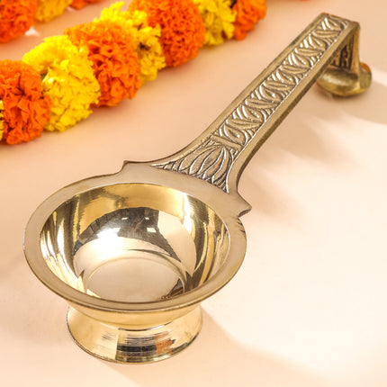 Brass Dhoop Aarti Spoon (10 Inch)