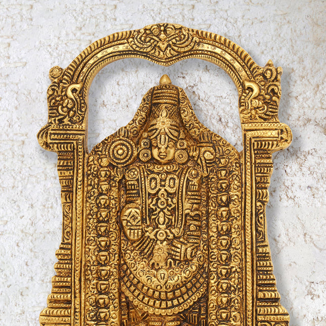 Brass Tirupati Balaji/Venkateshwar Idol Wall Hanging (7.5 Inch)