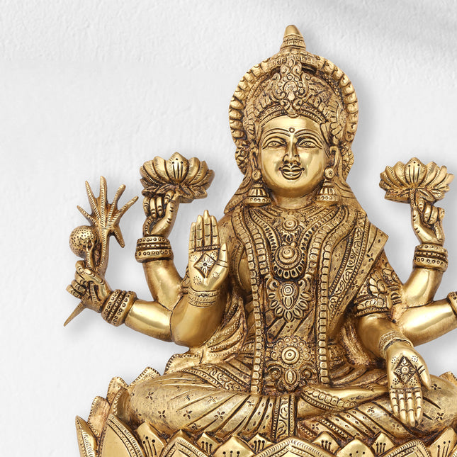 Brass Ganesha Or Lakshmi Lotus Wall Hanging (19 Inch)