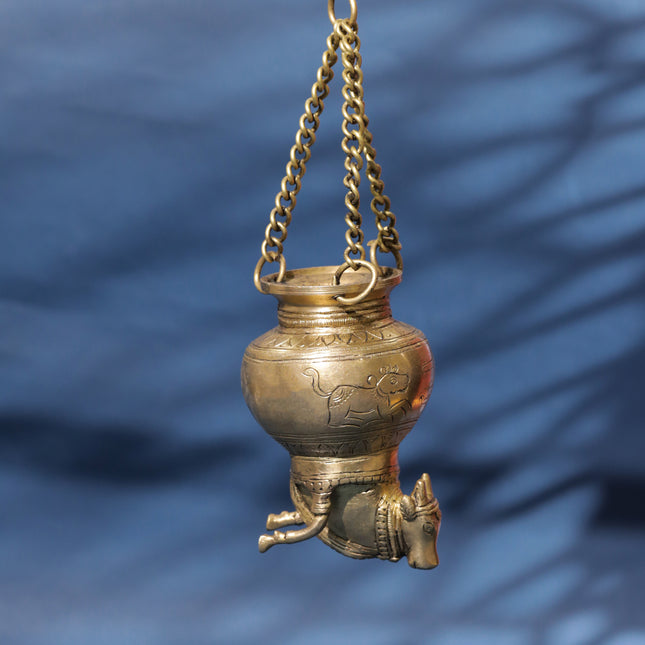 Divine Brass Nandi Gangajali Sacred Vessel of Devotion & Purity (9-Inch)