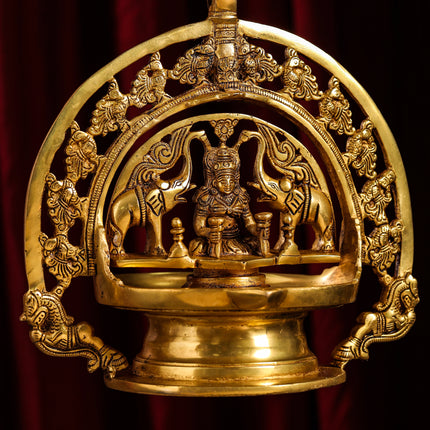 Brass Goddess Gaja Lakshmi Wall Hanging Lamp/Diya (37 Inch)