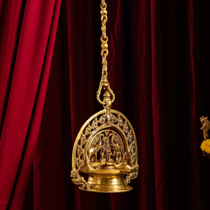 Brass Goddess Gaja Lakshmi Wall Hanging Lamp/Diya (37 Inch)