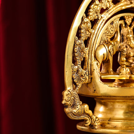 Brass Goddess Gaja Lakshmi Wall Hanging Lamp/Diya (37 Inch)