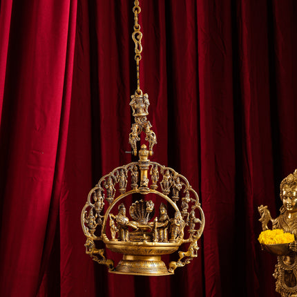 Brass Superfine Dashavatara / Vishnu Avatar Wall Hanging Lamp (46.5 Inch)