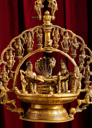 Brass Dashavatar/ Vishnu Avatar Wall Hanging Lamp (12.5 Inch) (46.5")