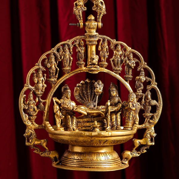 Brass Dashavatar/ Vishnu Avatar Wall Hanging Lamp (12.5 Inch) (46.5")