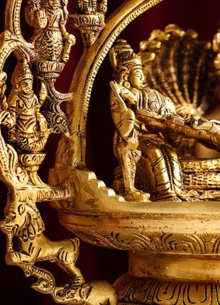 Brass Dashavatar/ Vishnu Avatar Wall Hanging Lamp (12.5 Inch) (46.5")
