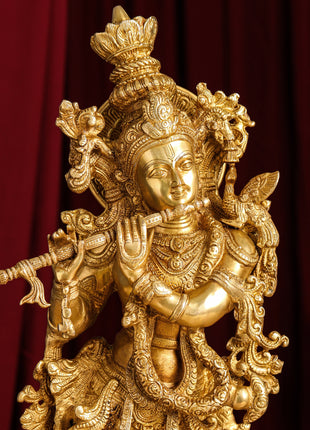 Brass Lord Krishna Idol (30 Inch)