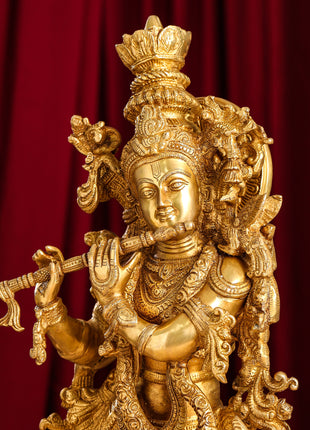 Brass Lord Krishna Idol (30 Inch)
