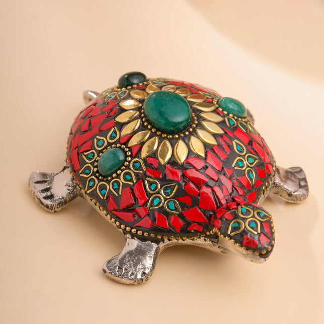 Metal Stone Work Tortoise Figurines Vastu/Feng Shui - Set Of Three