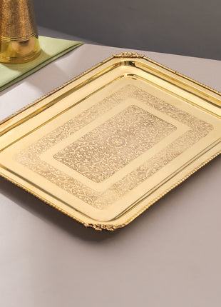 Brass Handcrafted Tray (14.5 Inch)