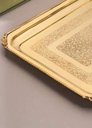 Brass Handcrafted Tray (14.5 Inch)