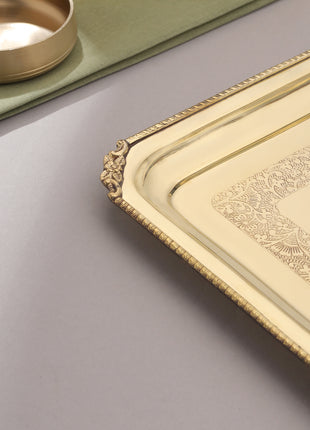 Brass Handcrafted Tray (14.5 Inch)