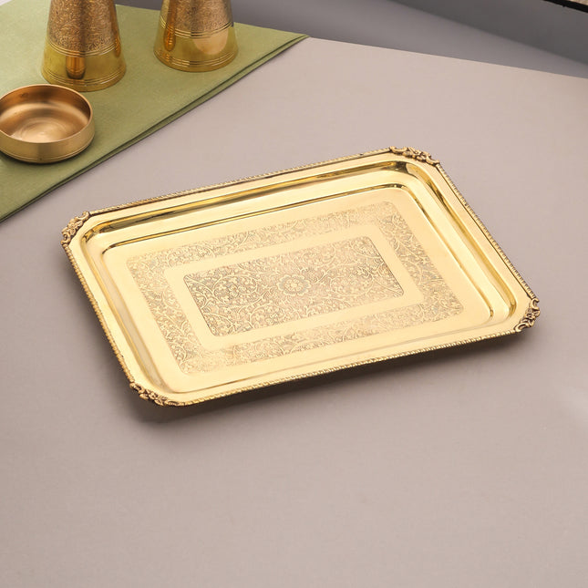 Brass Handcrafted Rectangular Tray