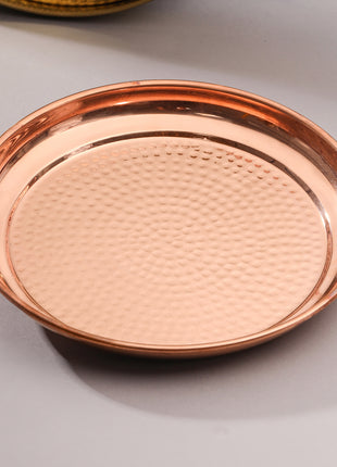 Copper Hammered Thali (10.5 Inch)