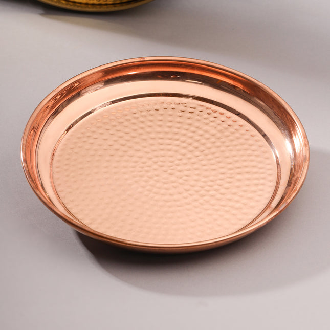 Copper Hammered Thali (10.5 Inch)