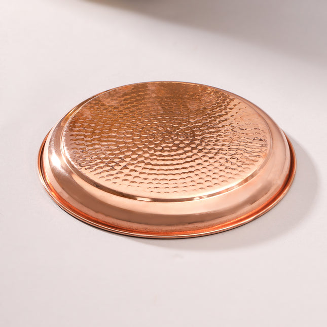 Copper Hammered Thali (10.5 Inch)